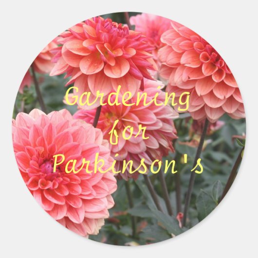 Sticker Rond Jardinage pour Parkinson (Devant)