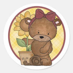 Sticker Rond Jardinage Teddy Bear v4
