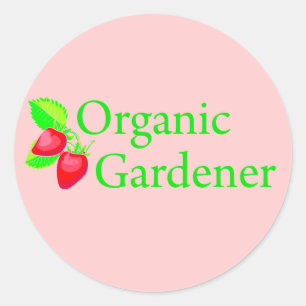 Sticker Rond Jardinier bio - Fraises