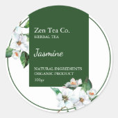 Sticker Rond Jasmine Herbal Tea Business Label (Devant)