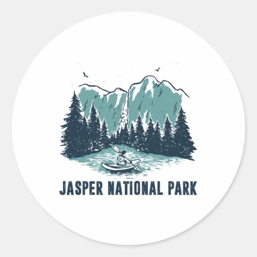 Sticker Rond Jasper Mountain Alberta Canada Jasper National Par (Devant)