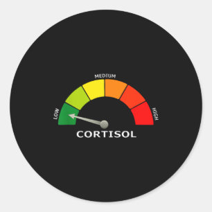 Sticker Rond Jauge de cortisol bas drôle de biologie psychologi