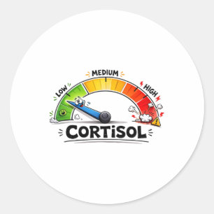 Sticker Rond Jauge de niveau de cortisol bas drôle pour soulage