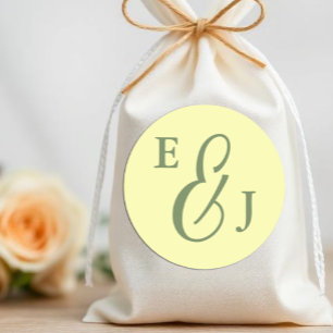 Sticker Rond Jaune Beurre et Mariage Minimaliste Sage