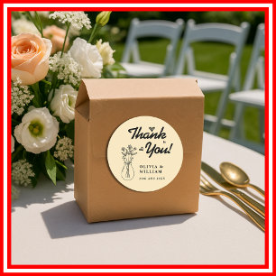 Sticker Rond Jaune Beurre Fleur Sauvage Mariage Remerciement