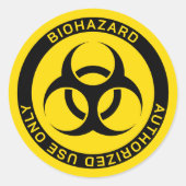 Sticker Rond Jaune Biodanger Autorisé Utilisation Seule Attenti (Devant)