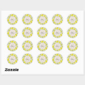 Sticker Rond Jaune blanc Daffodique Garland Nom du monogramme (Feuille)