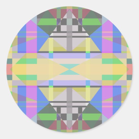 Sticker Rond Jaune bleu violet géométrique (Devant)
