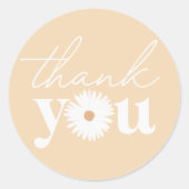 Sticker Rond Jaune Boho Daisy Merci fête d'anniversaire (Devant)