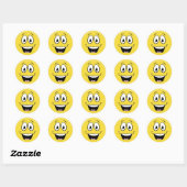 Sticker Rond Jaune brillant et joyeux visage souriant (Feuille)