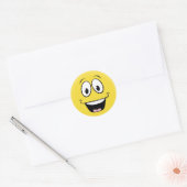 Sticker Rond Jaune brillant et joyeux visage souriant (Enveloppe)