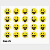Sticker Rond Jaune brillant et joyeux visage souriant (Feuille)