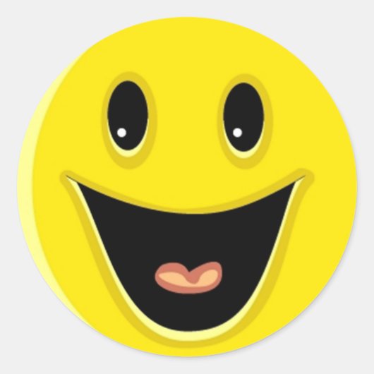 Sticker Rond Jaune brillant et joyeux visage souriant (Devant)