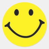 Sticker Rond Jaune brillant et joyeux visage souriant (Devant)