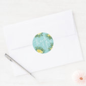 Sticker Rond Jaune clair Aqua Rose Turquoise Mariage Floral (Enveloppe)