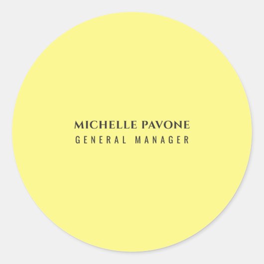 Sticker Rond Jaune clair élégant simple uni professionnel (Devant)