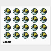 Sticker Rond Jaune Daffodils fleurs dans la neige (Feuille)