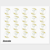Sticker Rond Jaune Daffodique Blanc Rustique Floral Anniversair (Feuille)