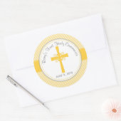 Sticker Rond Jaune d'autocollant de Merci de baptême/d'abord de (Enveloppe)