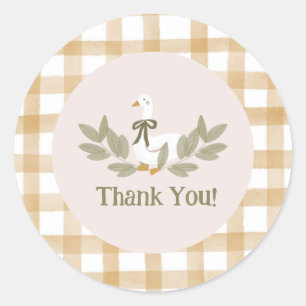 Sticker Rond Jaune En vichy oie soie fête d'anniversaire