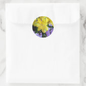 Sticker Rond Jaune et Fleurs Lilac Violettes (Sac)