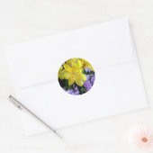 Sticker Rond Jaune et Fleurs Lilac Violettes (Enveloppe)