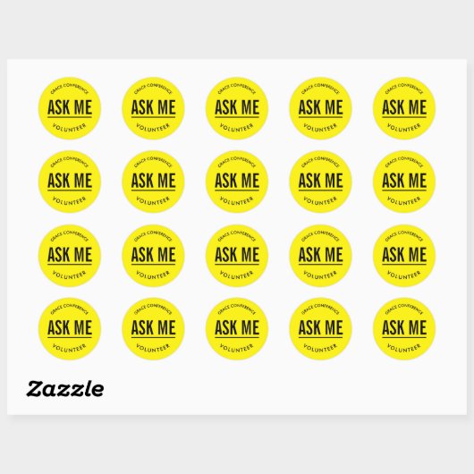 Sticker Rond Jaune et noir me demander collant volontaire (Feuille)