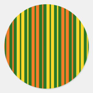 Sticker Rond Jaune et orange bandes verticales vertes