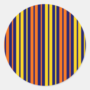 Sticker Rond Jaune et rayures verticales orange sur fond bleu m