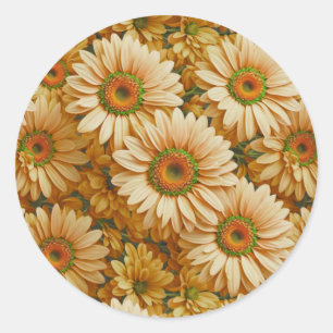 Sticker Rond Jaune floral jaune tournesol jaunes marguerites