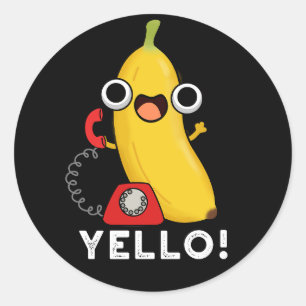Sticker Rond Jaune Fruit Fruit Jaune Banane Pun Dark BG