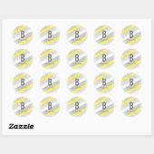 Sticker Rond Jaune gris rayures Mod Nouvel An vacances (Feuille)