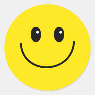 Sticker Rond Jaune joyeux visage souriant