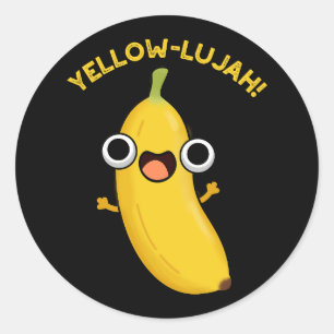 Sticker Rond Jaune Luja Funny Banana Pun Dark BG