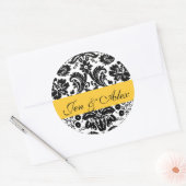 Sticker Rond Jaune mariée à Mariage damassé Seal (Enveloppe)