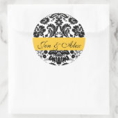 Sticker Rond Jaune mariée à Mariage damassé Seal (Sac)