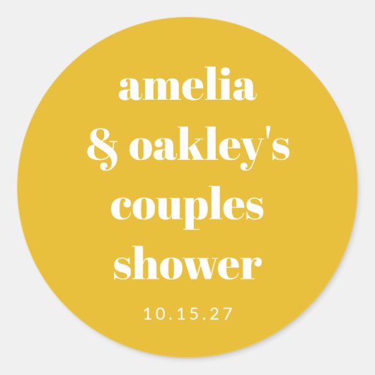 Sticker Rond Jaune minimaliste mignon Couples personnalisés Dou (Devant)
