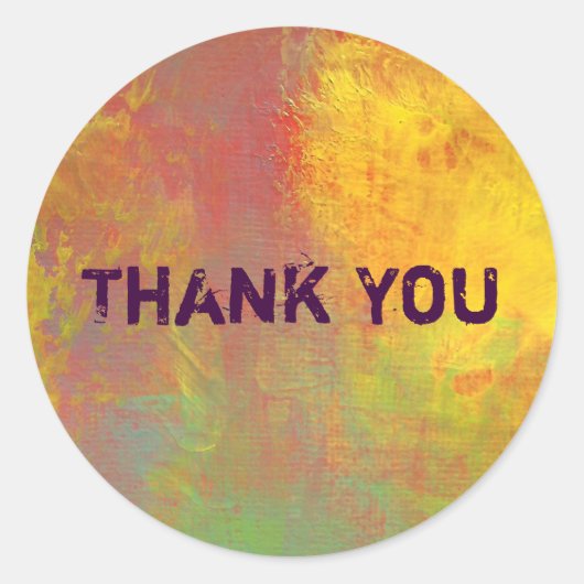 Sticker Rond Jaune Orange Vert Merci Russe Grunge (Devant)