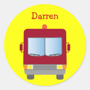Sticker Rond Jaune personnalisé de camion de pompiers de bande