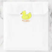 Sticker Rond Jaune Personnalisé Jaune en caoutchouc Canard Duck (Sac)