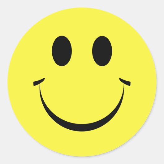 Sticker Rond Jaune Personnalisé Joyeux Visage mignon (Devant)