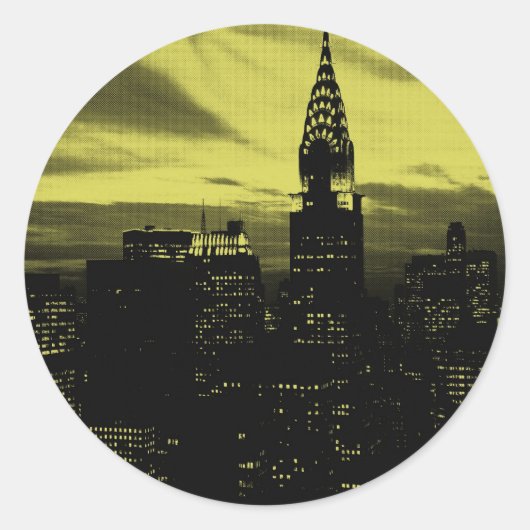 Sticker Rond Jaune pointu Noir New York City (Devant)