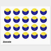 Sticker Rond Jaune Rose Marine Bleu Floral Mariage Cool unique (Feuille)