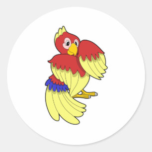 Sticker Rond Jaune rouge perroquet