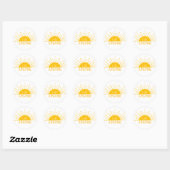 Sticker Rond Jaune Simple Moderne Hello Sunshine (Feuille)