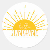 Sticker Rond Jaune Simple Moderne Hello Sunshine (Devant)