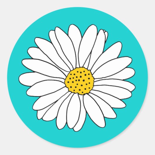 Sticker Rond Jaune Turquoise et Blancs (Devant)