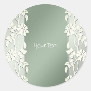 Sticker rond jaune vert Floral