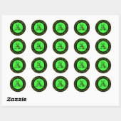 Sticker Rond Jaune vert Joyeux Halloween Grave Yard (Feuille)