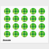 Sticker Rond Jaune vert plaid (Feuille)